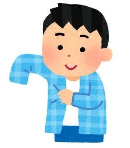 洋服を着る男の子