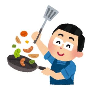 料理をする男性